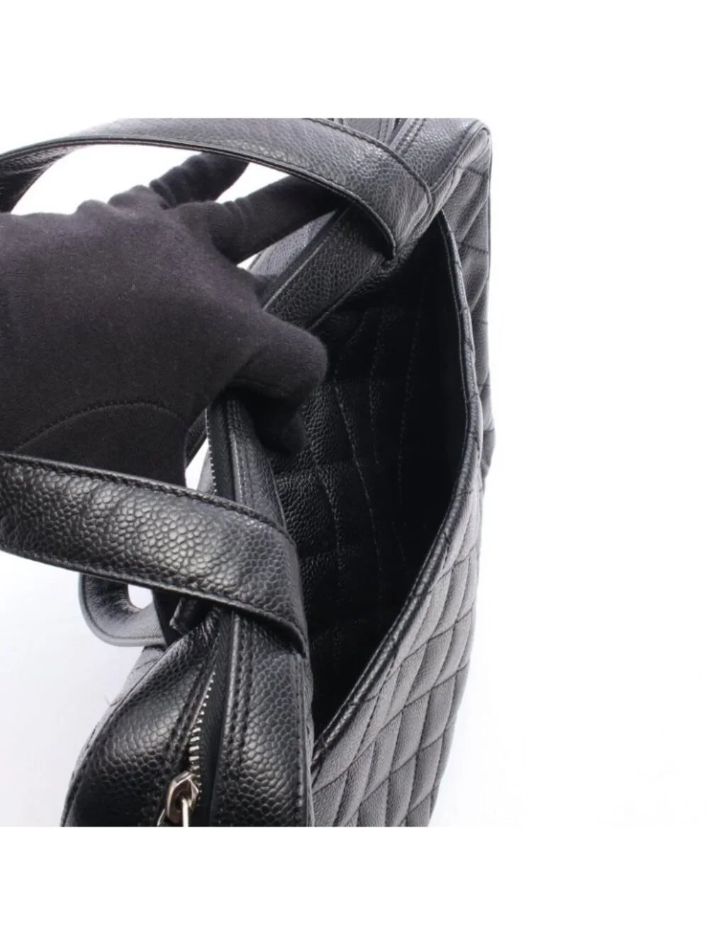 Chanel Tote Quilted Black Caviar Leather